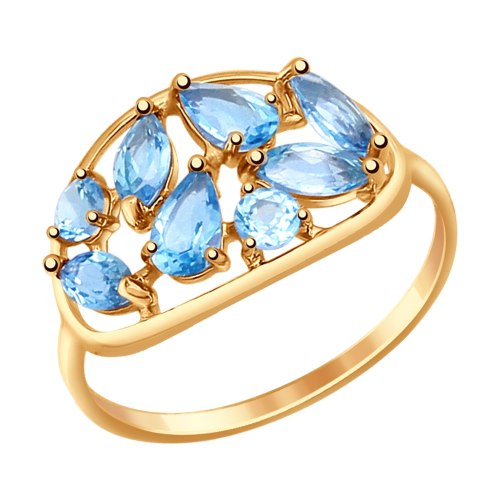 Кольцо из золота с голубыми топазами, арт. 714654